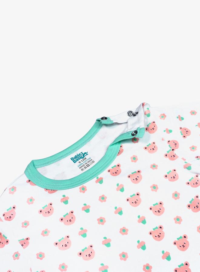 Babies Basic 5-Piece 100% Cotton Bib, Romper, Mittens, Cap and Sleepsuit Set - Image 5